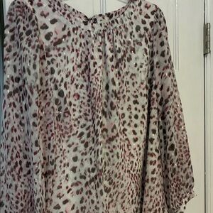 Talbots Pink,brown and cream Animal Print Blouse